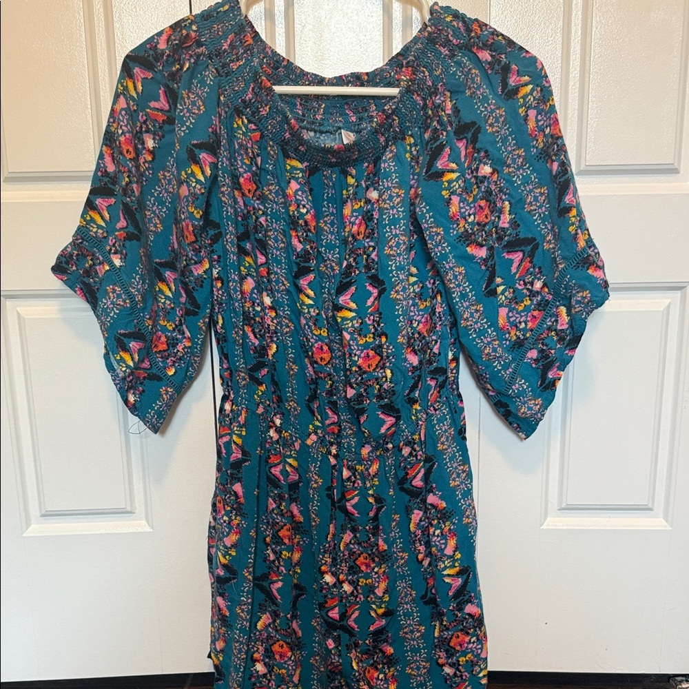 Xhilaration Teal Floral Jumpsuit